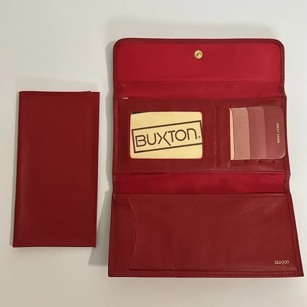 NEW VINTAGE Buxton Top Grain Cowhide Red Woman's Wallet with tags